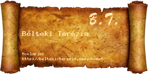 Bélteki Terézia névjegykártya